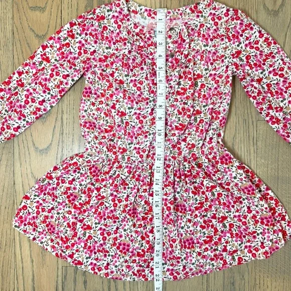 Old Navy Girls Corduroy Floral Red, Pink and White Dress with Ruffled Chest 5T - Picture 5 of 8